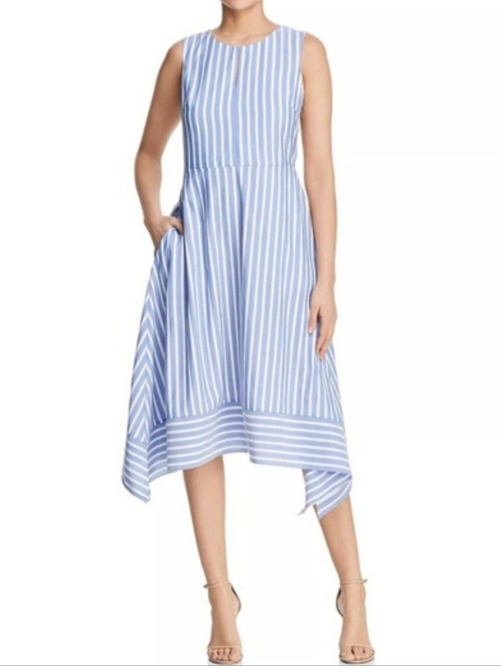 Karl Lagerfeld Dress, Size Large, Blue & White Stripes